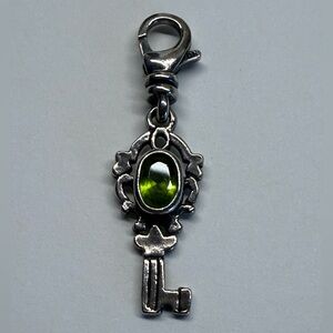Silpada Retired .925 Sterling Silver Key Charm Green Stone Dangle Pendant